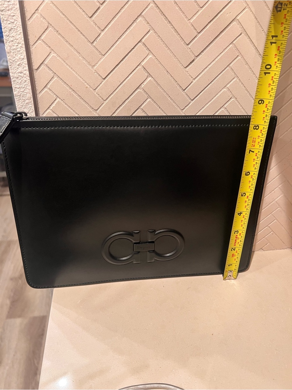 Salvatore Ferragamo Black Leather Wristlet Clutch - Picture 7 of 7